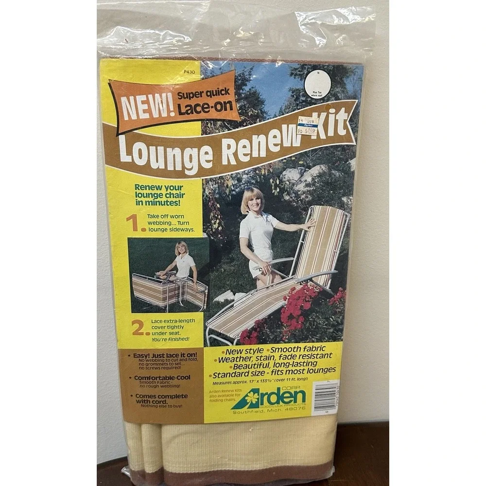 Vintage Lawn Garden Lace on Lounge Chair Webbing Fabric Renew Kit NEW NOS
